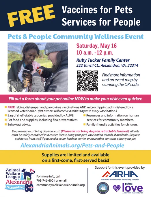 Pets and People Community Wellness event flyer in English