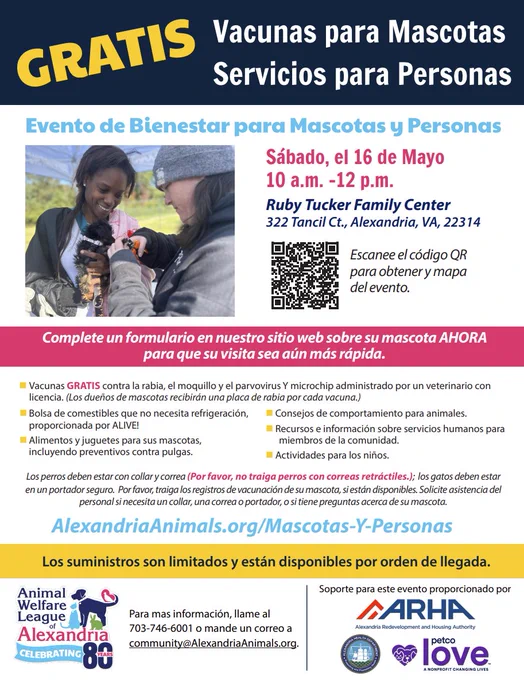 Flyer in Spanish Pets and People Community Wellness event