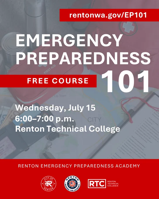 2026-07-15 Emergency Preparedness free class at Renton Technical College EP101- Social