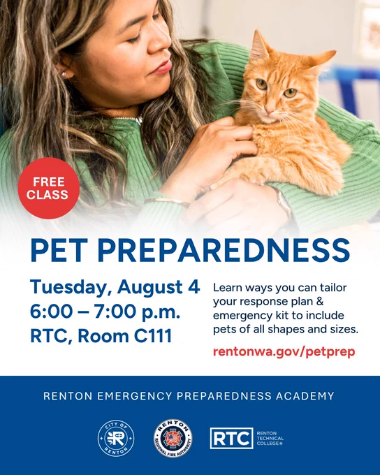 2026-08-04 Pet Preparedness free class at Renton Technical College EP101- Social