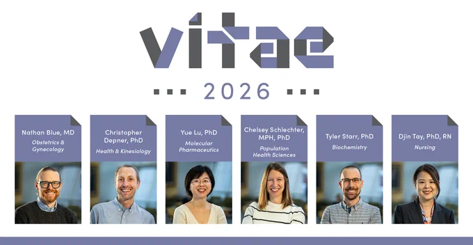 Vitae logo with six speakers 