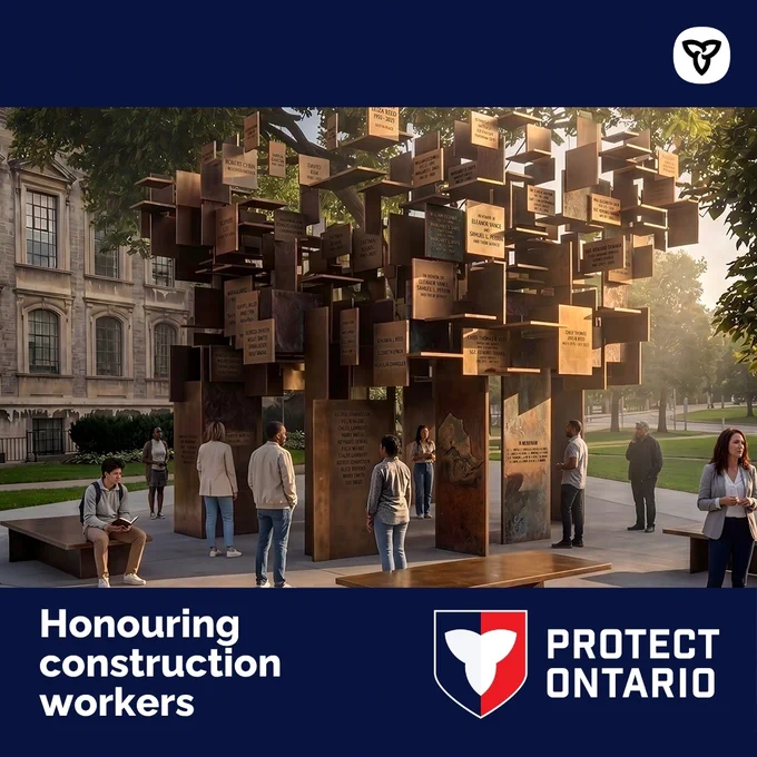 A rendering of the new construction worker memorial in Queen’s Park