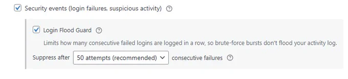 "Login Flood Guard" option to reduce log noise during brute-force attacks.