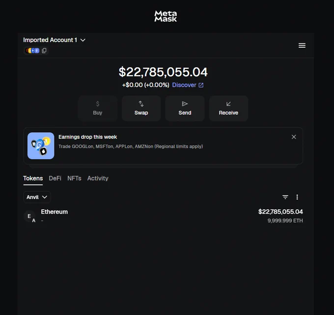 My dummy anvil account balance