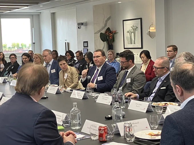Ron Kitchens, CEO, Greater St. Louis, Inc. addresses attendees at BritishAmerican Business roundtable. 