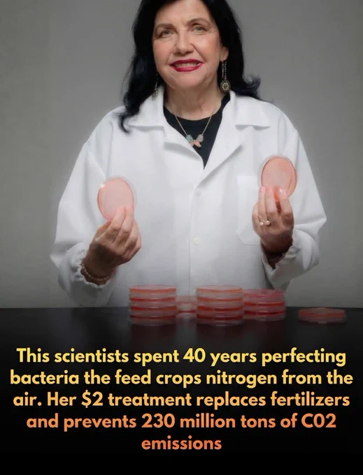 🚨 Say “goodbye” to fertilizers. 

Dr. Mariangela Hungria, a distinguished researcher at the Brazilian Agricultural Research Corporation (EMBRAPA), has been named the 2025 World Food Prize laureate for her pioneering work in soil microbiology. Often described as the "Nobel Prize for Food," this honor recognizes her development of over 30 biological technologies that utilize natural bacteria to nourish crops. By harnessing the power of Biological Nitrogen Fixation through specific bacterial strains, Hungria has successfully replaced heavy reliance on synthetic fertilizers, drastically improving the sustainability and yields of soybean and other vital crops across South America.

The scale of Hungria’s impact is staggering, with her methods currently applied to more than 40 million hectares in Brazil alone. This agricultural revolution saves farmers an estimated US$40 billion annually while preventing the release of over 180 million metric tons of carbon dioxide equivalent emissions each
