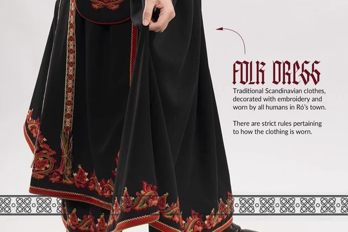 Image showing an item the FMC uses in Feed Me Your Heart. Image shows a traditional Scandinavian folk dress.

