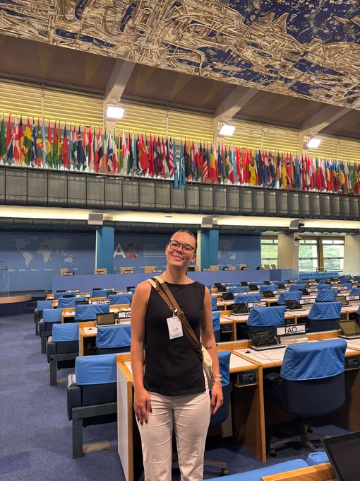 Summer study abroad student visiting the United Nations Food and Agriculture Organization in Italy.