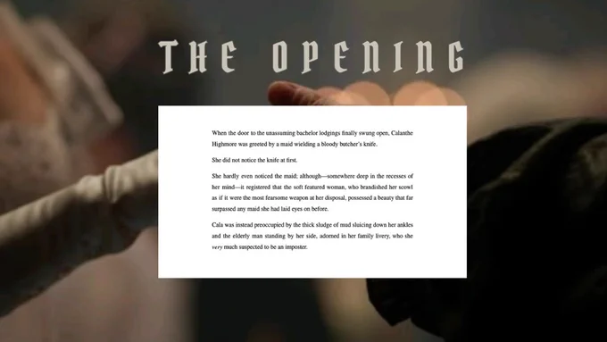 The Opening with a text excerpt from the project