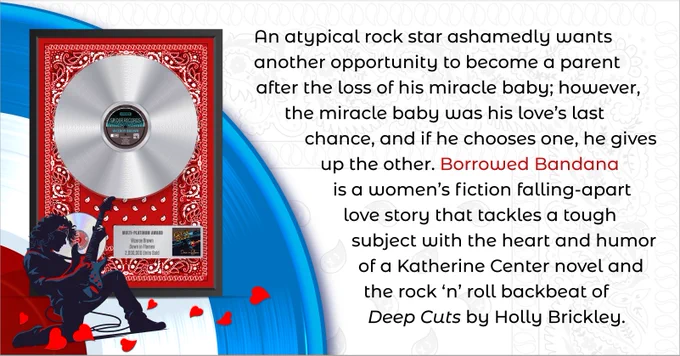 Borrowed Bandana pitch graphic featuring a guitarist kneeling in front of a framed platinum record.