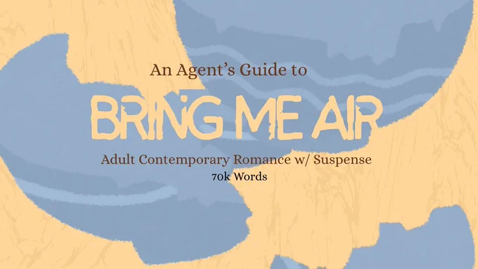 Yellow background with broken bowls. Text reads: An Agent's Guide to BRING ME AIR Adult Contemporary Romance w/ Suspense 70k words