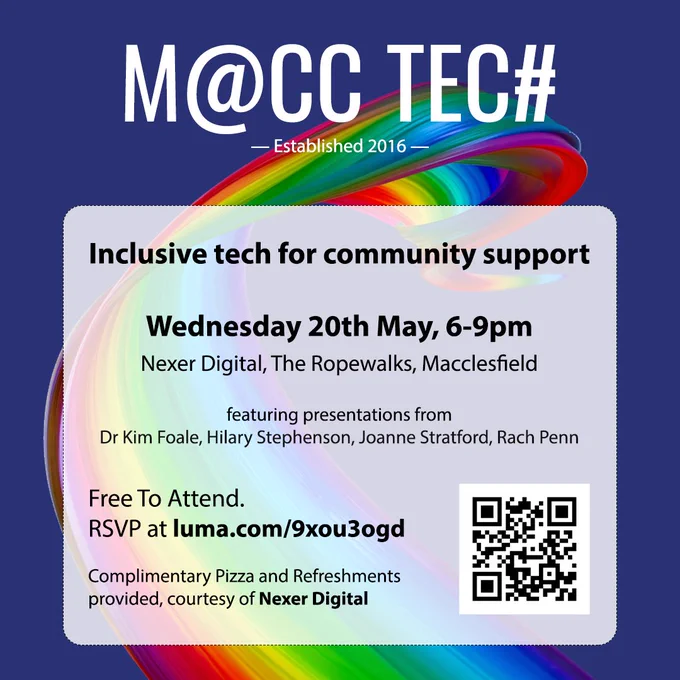 Inclusive tech for community support event flyer