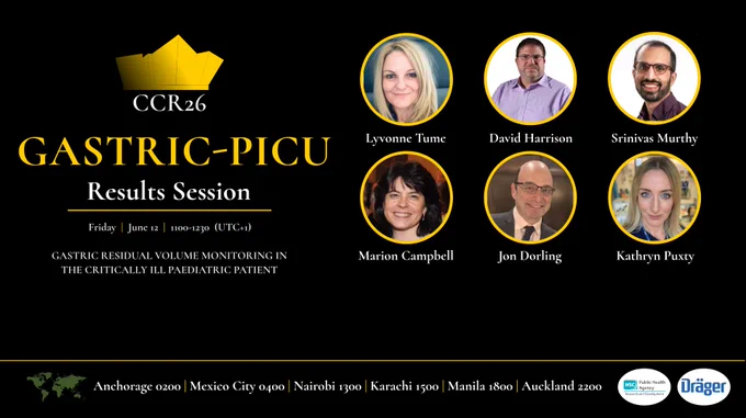 Flyer for the GASTRIC-PICU trial results session at CCR26