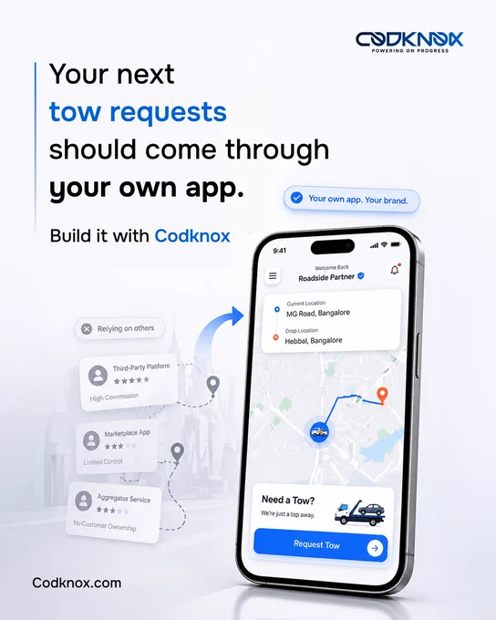 An infographic image with text "Your next tow requests should come through your own app."
