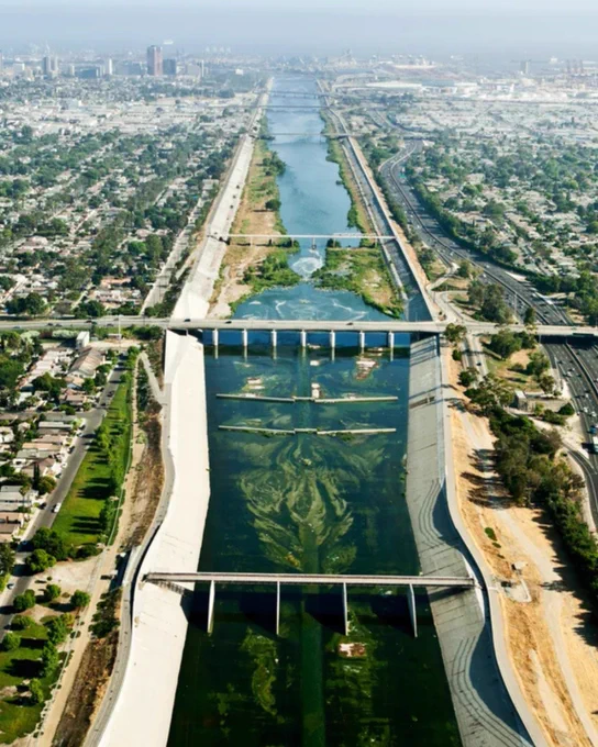 Arial image of the Los Angeles river