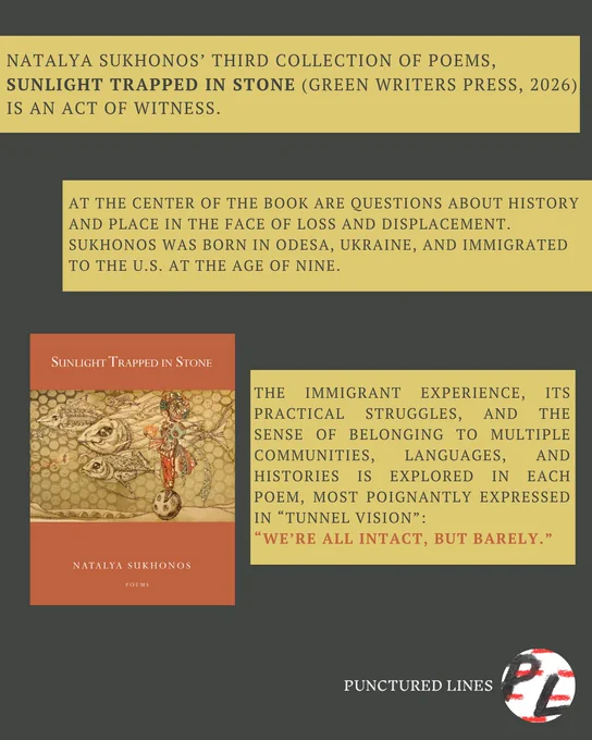 Three blocks of text on yellow background, book cover at the bottom left and logo on bottom right.
