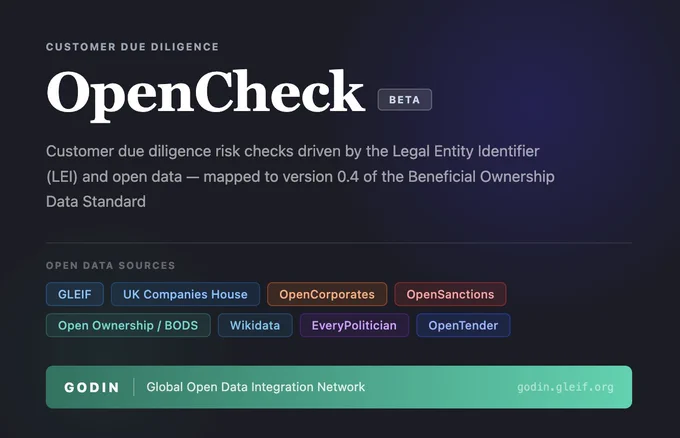 Introducing OpenCheck: customer due diligence checks powered by the Legal Entity Identifier, open data and open standards