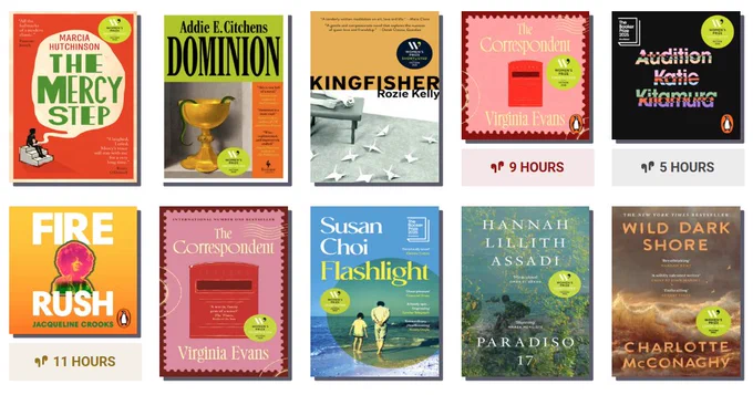Book covers of Women's Prize nominees and winners