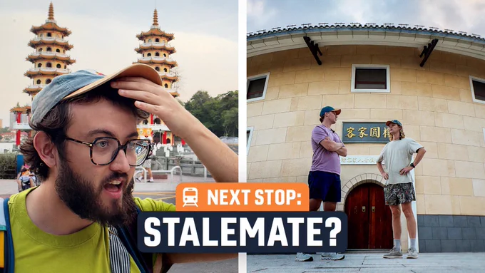 A splitscreen of two images of Ben Doyle, left, and Mike Downie and Sam Denby, right. Text overlaid in the middle reads, "Next stop: stalemate?"