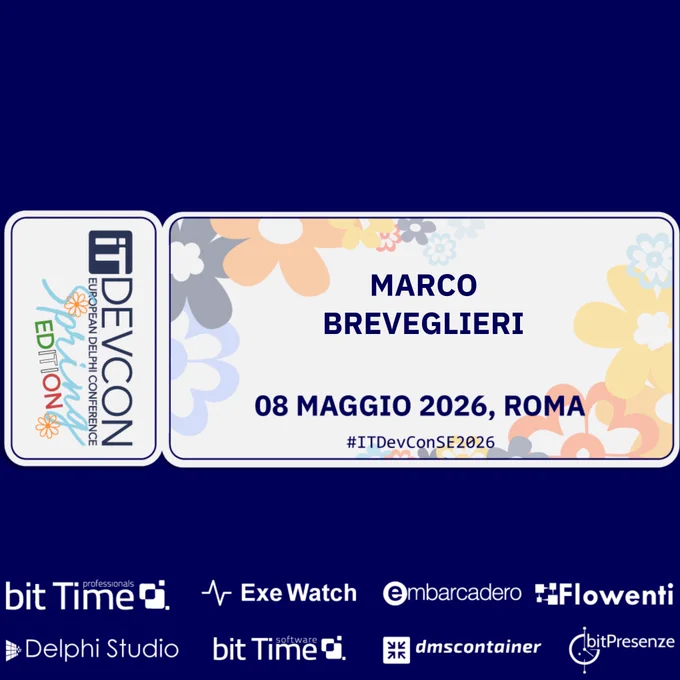 ITDevCon European Delphi Conference - Spring Edition - 8 maggio 2026, ROMA - Virtual Card di Marco Breveglieri