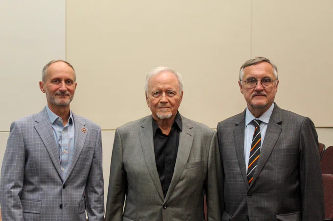 Peter Swaan, Nicholas Bodor and Gabor Tigyi stand together for a photo.