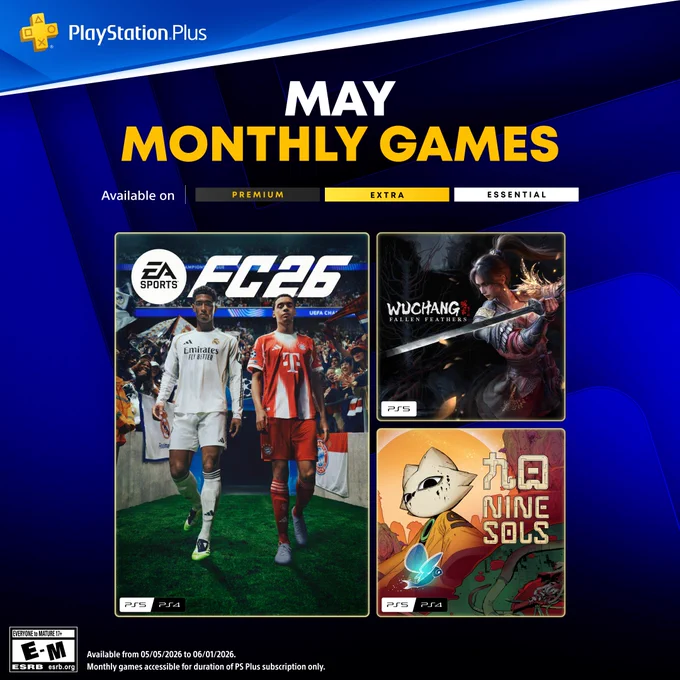 Available from 05/05/2026 to 06/01/2026.
Monthly games accessible for duration of PS Plus subscription only.