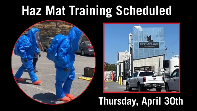 You might notice individuals in blue hazmat suits similar to the one pictured. This is simply a training exercise involving members of the Central Fire HazMat team, and no cause for alarm.