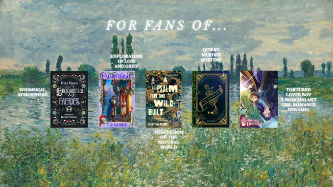 For fans of... Emily Wilde, Paladin's Grace, A Psalm for the Wild-Built, The Tainted Cup, The Apothecary Diaries