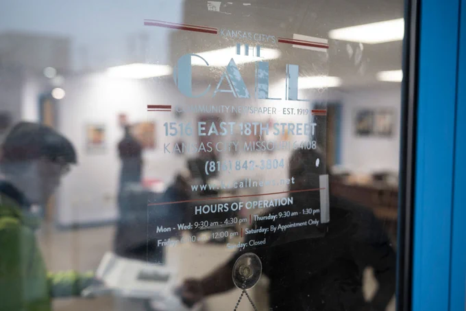 The front door of Kansas City's The Call newspaper in the 18th and Vine District.