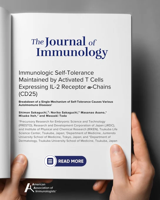 Cover of The Journal of Immunology featuring a study on T cells and IL-2 receptor alpha-chains in self-tolerance and autoimmune diseases.