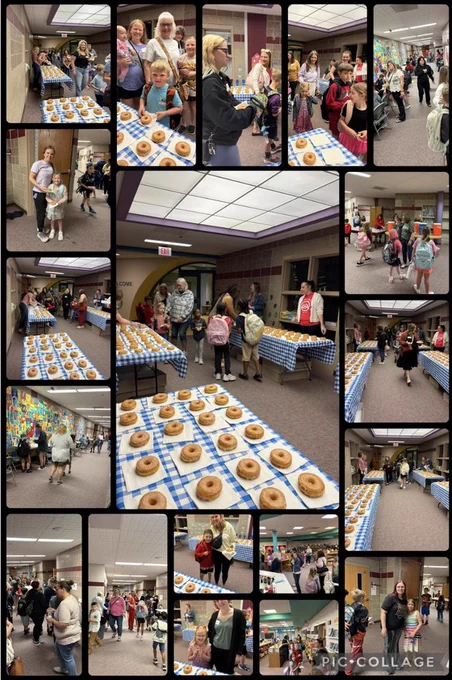 donuts and pictures of family members 