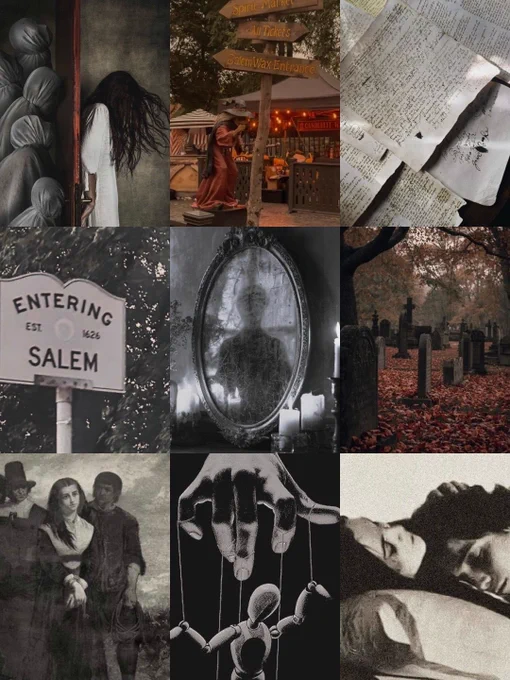 Entering Salem, witch trails, hand with puppet, man laying on woman’s chest, ghost in mirror, graveyard, ghosts haunting woman, old letters, Salem Halloween festival
