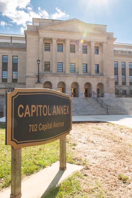 The front entrance to the Kentucky State Capitol Annex building. 