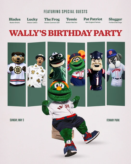 Movie poster themed graphic for attendees coming to Wally’s Birthday Party at Fenway Park