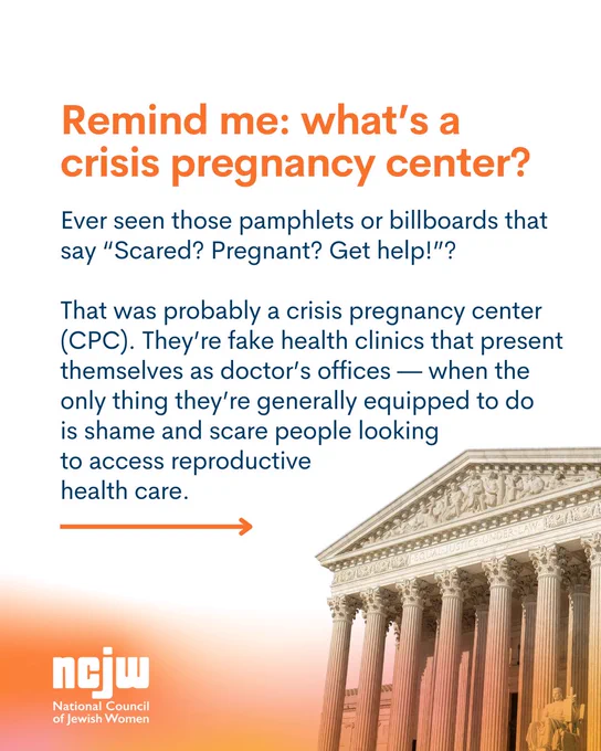 Remind me: what’s a crisis pregnancy center?

Ever seen those pamphlets or billboards that say “Scared? Pregnant? Get help!”?

That was probably a crisis pregnancy center (CPC). They’re fake health clinics that present themselves as doctor’s offices — when the only thing they’re generally equipped to do
is shame and scare people looking 
to access reproductive 
health care.