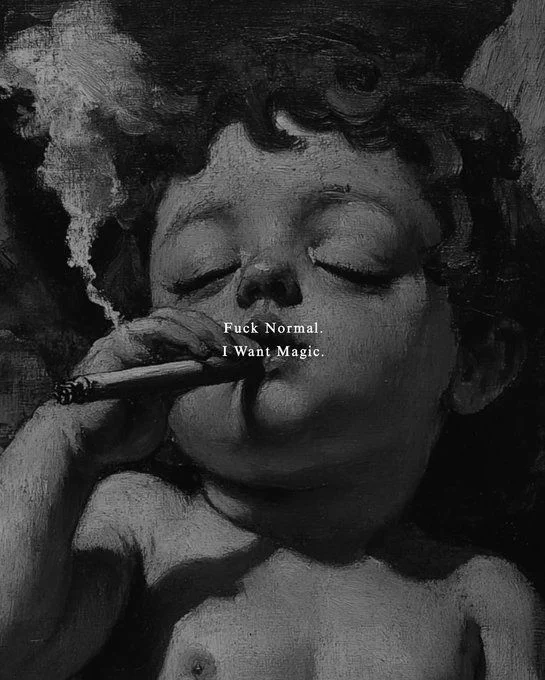 angel smoking a cigarette, tobacco smoking