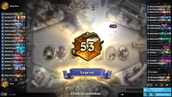Screenshot of Pers getting to rank 53 with Reno Demon Hunter. Yay!
