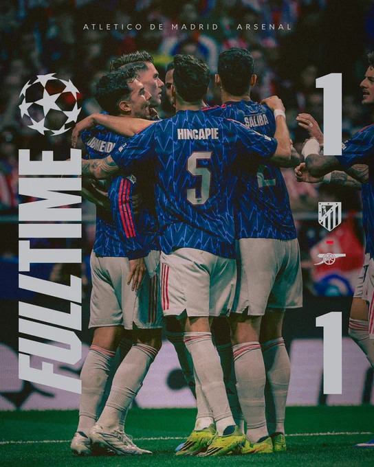Full Time: Atletico de Madrid 1-1 Arsenal