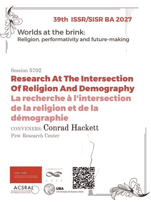 This is a flyer advertising the conference session I'm organizing on research at the intersection of religion and demography.