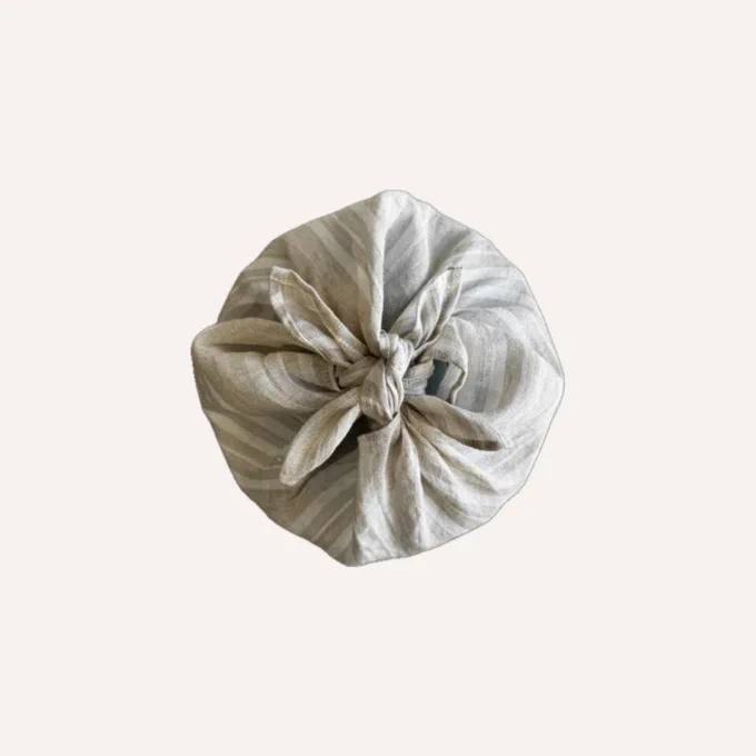 A picture of a furoshiki cloth made with European flax and USA-grown organic cotton in Pennsylvania. Made by Tuscarora Mills.