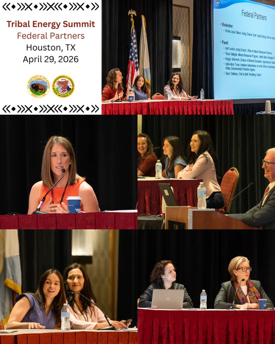 A collage of photos of federal partners presenting at the Tribal Energy Summit in Houston today.