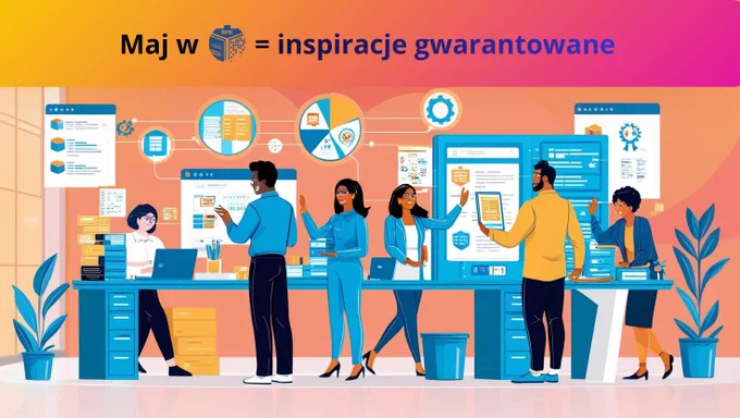 ilustracja, ludzie, biuro, rośliny, praca zespołowa, dane, prezentacje, logo BPK;  grafika: canva