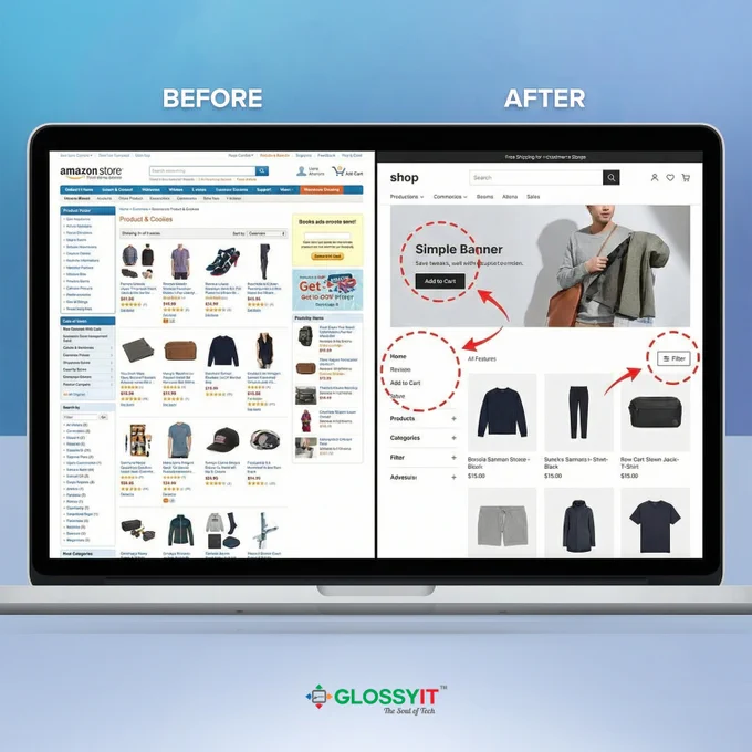 Before vs After store layout
Simple tweaks highlighted in circles