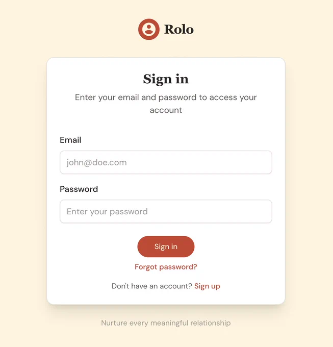 Sign in page
