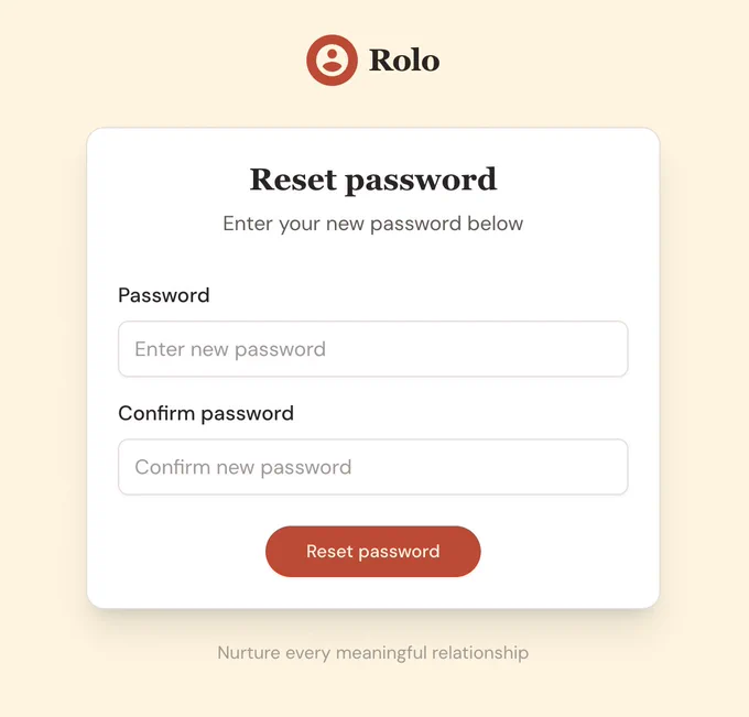 Reset password page