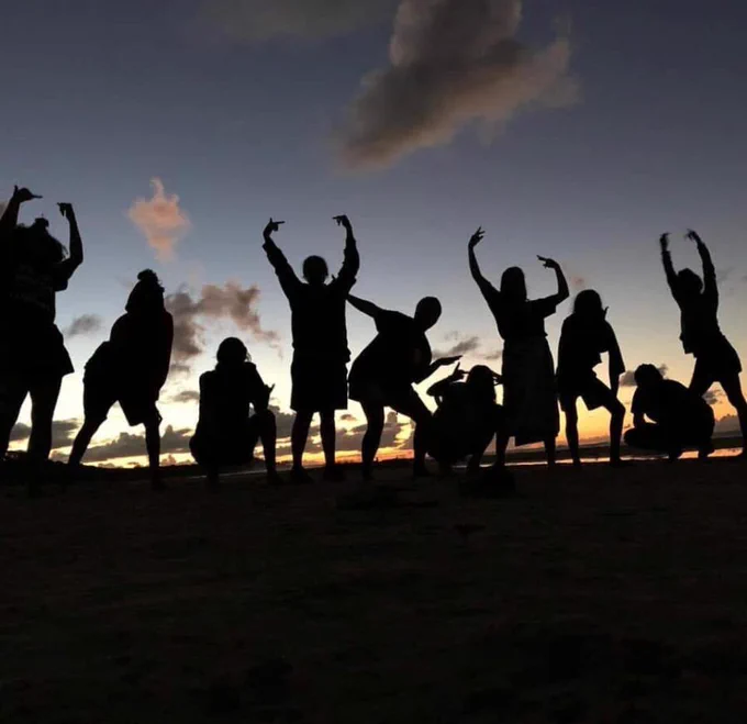 Silhouettes of young women at Yangah healing program, QLD