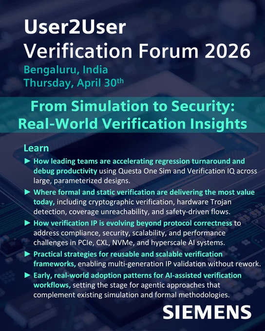 User2User Verification Forum 2026 in Bengaluru, India on Thursday April 30th.