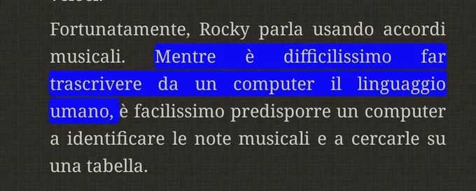un passaggio tratto dal romanzo Project Hail Mary
