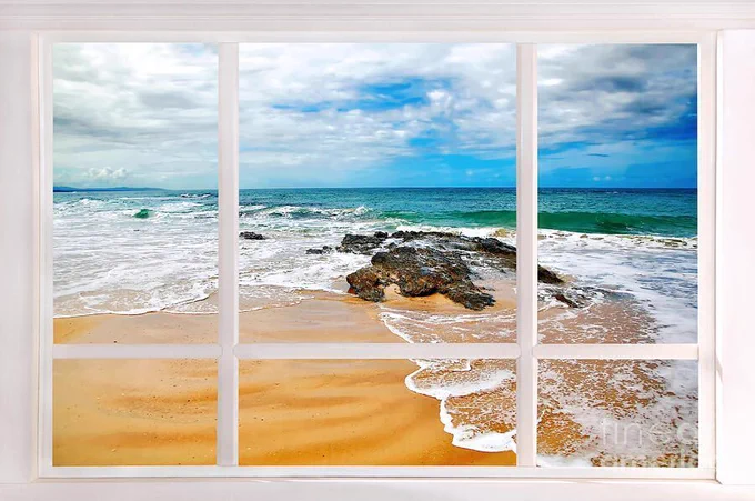 Open up your house that has no views by placing a window view on your wall.
Adding a window framed image to your wall can create a sense of depth, light and openness to a room, especially a room where there are not many .....  or no windows. 

Enjoy a beach scene whilst relaxing in your living room or kitchen. Or, what a relaxing view for your office.

The beach scene is also available without the window frame.

Captured this beach image at Shelley Beach, Port Macquarie, NSW, Australia.

THE FINE ART AMERICA LOGO WILL NOT APPEAR ON PURCHASED PRINTS OR PRODUCTS.