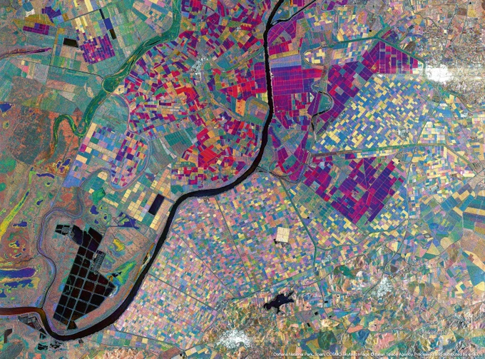 Doñana National Park, Spain. COSMO-SkyMed Image © Italian Space Agency. Processed and distributed by e-GEOS